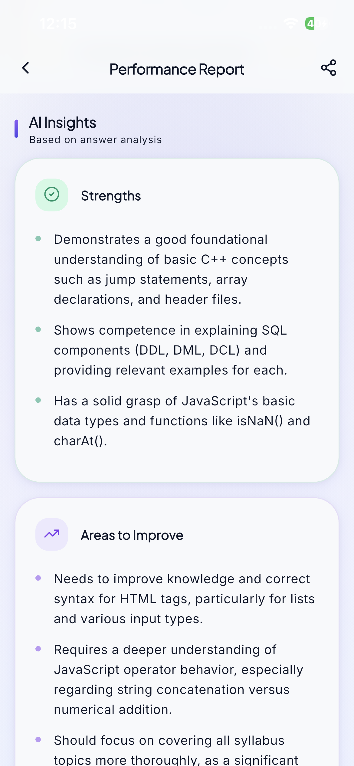 Evalix AI performance report